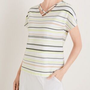 Chicos Zenergy Stiped Tee UPF sun Protection size 1 NWOT